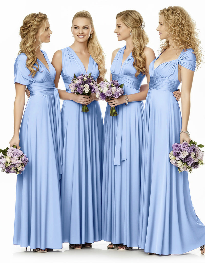 Convertible Maxi Infinity Multiway Dress With Pockets for Wedding Guests Bridal Parties Regular Plus size Wedding Bridal Party Bridemaids Gown blue 