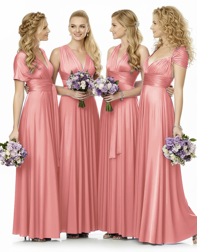 Convertible Maxi Infinity Multiway Dress With Pockets for Wedding Guests Bridal Parties Regular Plus size Wedding Bridal Party Bridemaids Gown blushing pink 