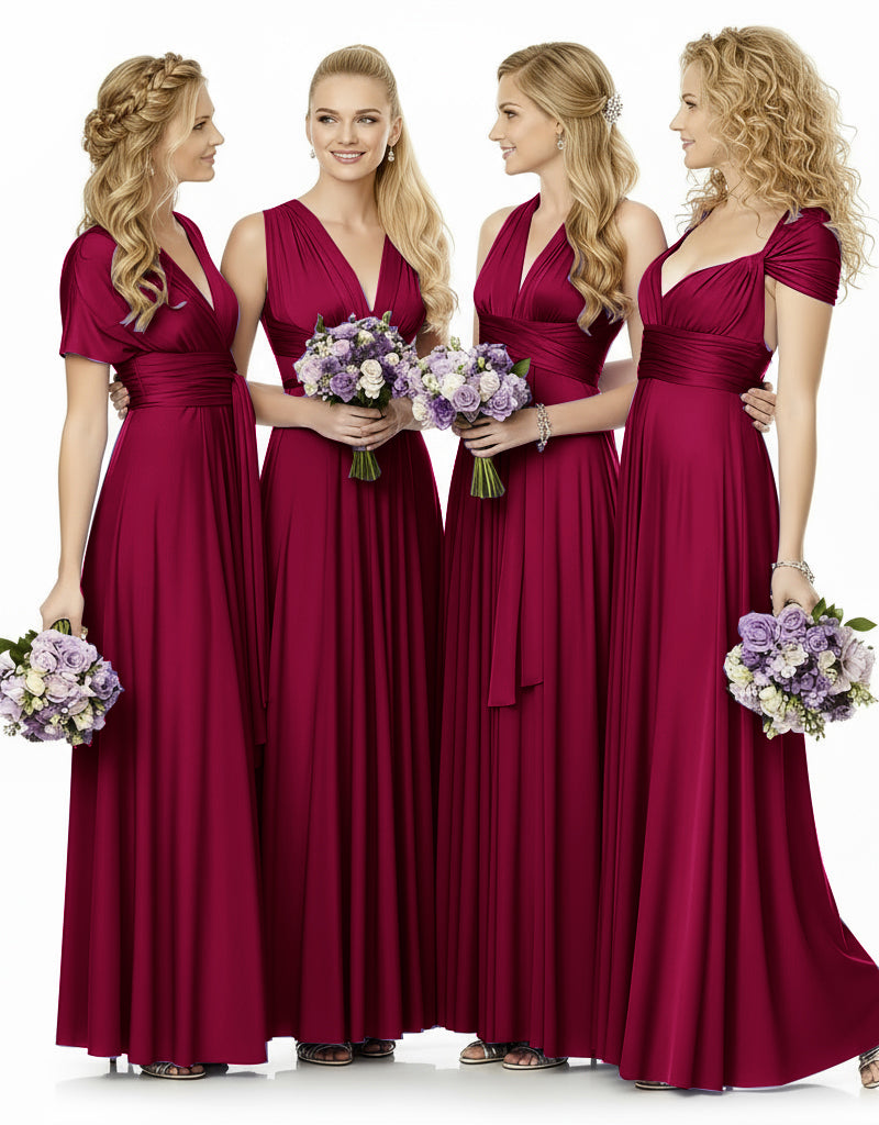 Convertible Maxi Infinity Multiway Dress With Pockets for Wedding Guests Bridal Parties Regular Plus size Wedding Bridal Party Bridemaids Gown burgundy 