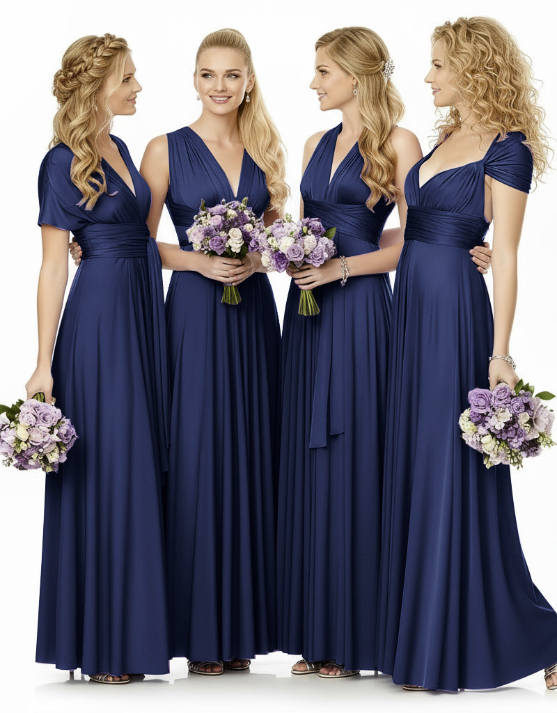 Convertible Maxi Infinity Multiway Dress With Pockets for Wedding Guests Bridal Parties Regular Plus size Wedding Bridal Party Bridemaids Gown dark navy 
