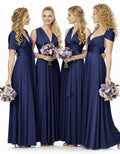 Convertible Maxi Infinity Multiway Dress With Pockets for Wedding Guests Bridal Parties Regular Plus size Wedding Bridal Party Bridemaids Gown dark navy 