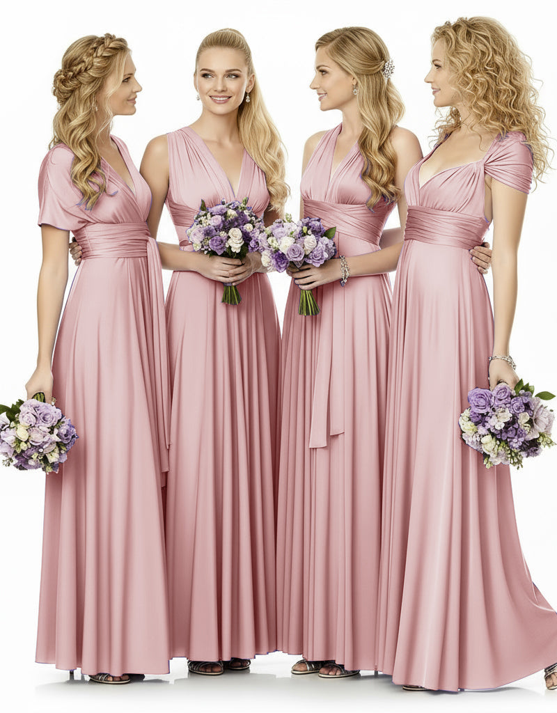 Convertible Maxi Infinity Multiway Dress With Pockets for Wedding Guests Bridal Parties Regular Plus size Wedding Bridal Party Bridemaids Gown dusty rose 