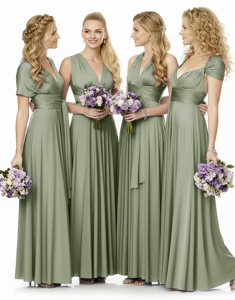 Convertible Maxi Infinity Multiway Dress With Pockets for Wedding Guests Bridal Parties Regular Plus size Wedding Bridal Party Bridemaids Gown dusty sage 