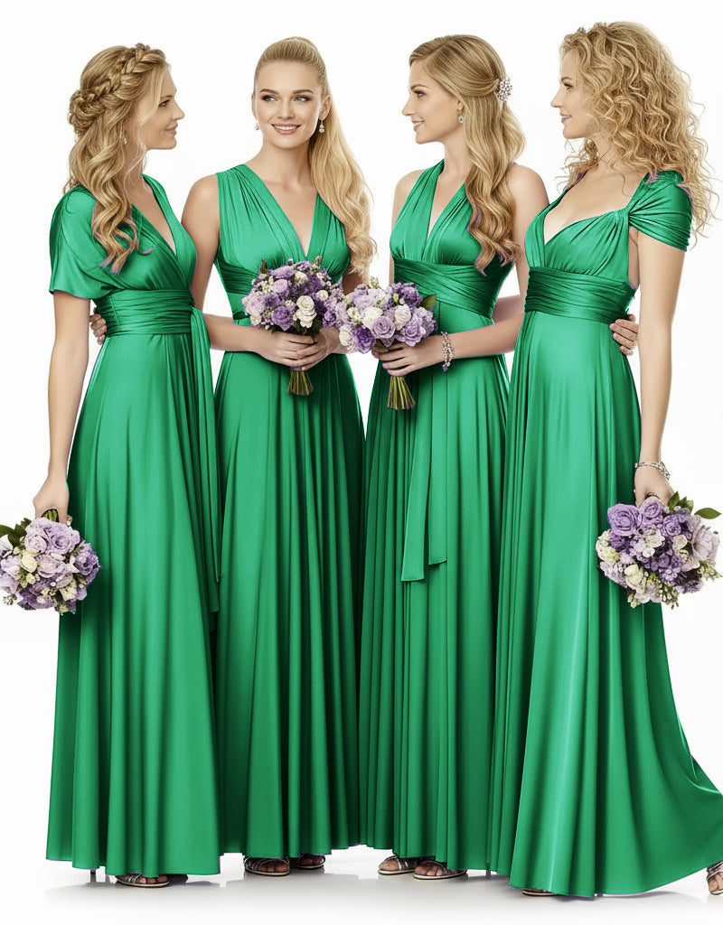 Convertible Maxi Infinity Multiway Dress With Pockets for Wedding Guests Bridal Parties Regular Plus size Wedding Bridal Party Bridemaids Gown emerald 