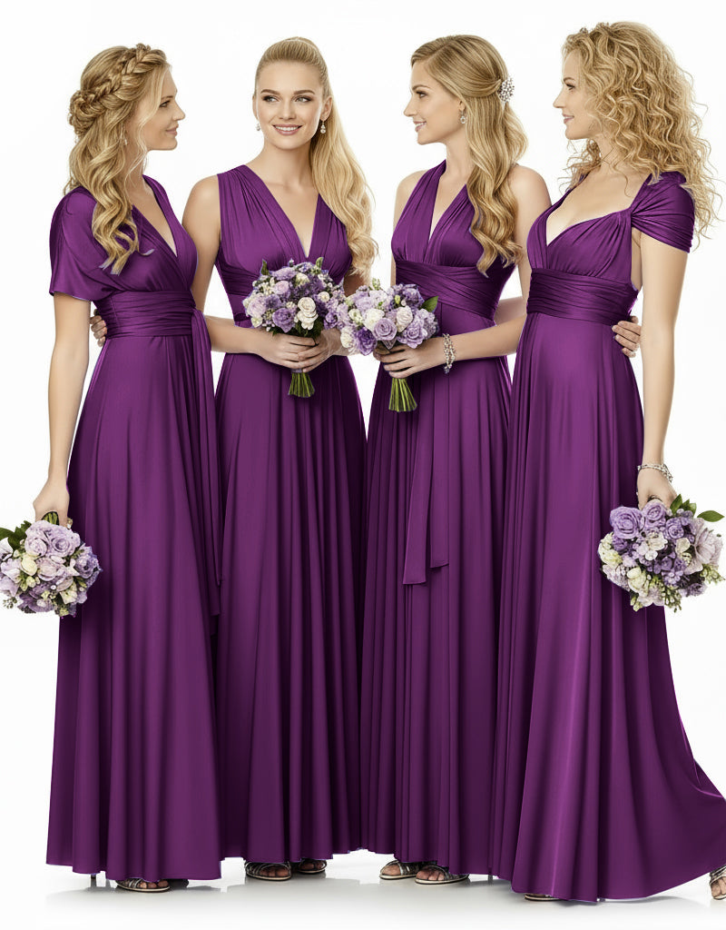 Convertible Maxi Infinity Multiway Dress With Pockets for Wedding Guests Bridal Parties Regular Plus size Wedding Bridal Party Bridemaids Gown grape 