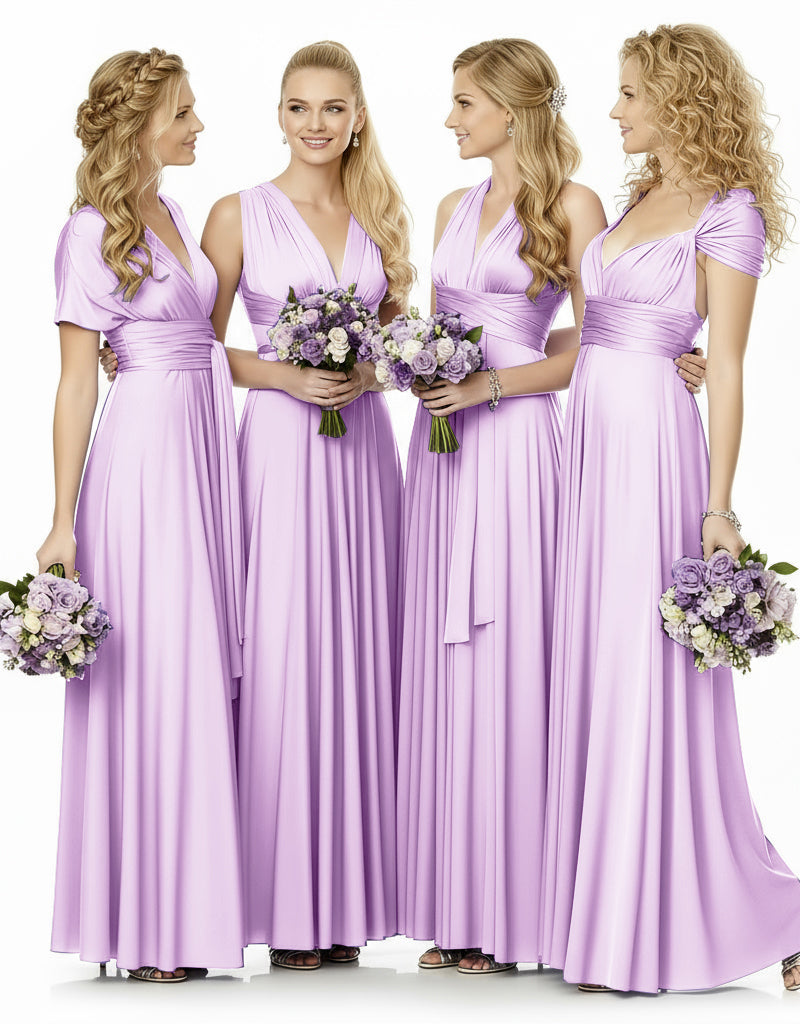 Convertible Maxi Infinity Multiway Dress With Pockets for Wedding Guests Bridal Parties Regular Plus size Wedding Bridal Party Bridemaids Gown lilac 