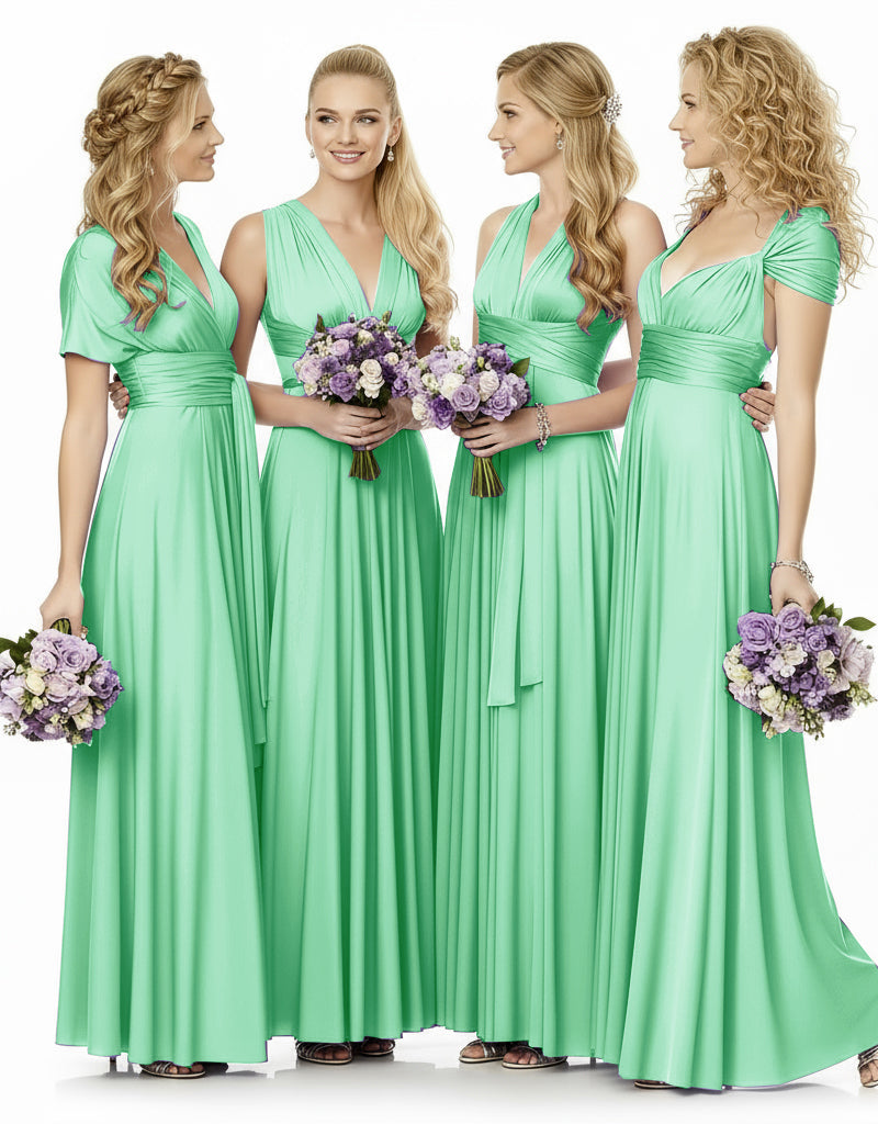 Convertible Maxi Infinity Multiway Dress With Pockets for Wedding Guests Bridal Parties Regular Plus size Wedding Bridal Party Bridemaids Gown mint green 