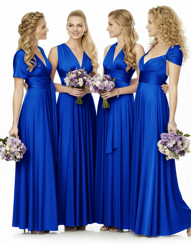 Convertible Maxi Infinity Multiway Dress With Pockets for Wedding Guests Bridal Parties Regular Plus size Wedding Bridal Party Bridemaids Gown royal blue 