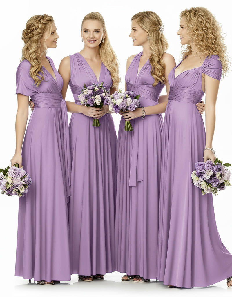 Convertible Maxi Infinity Multiway Dress With Pockets for Wedding Guests Bridal Parties Regular Plus size Wedding Bridal Party Bridemaids Gown wisteria mauve 