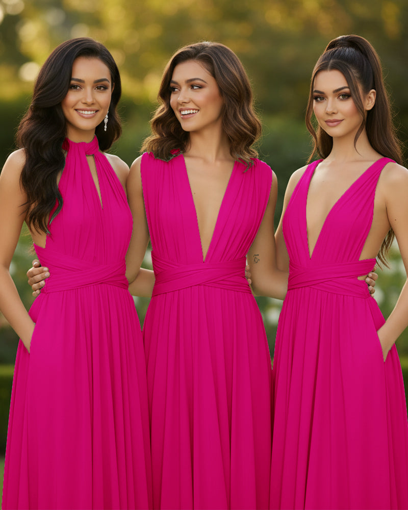 Convertible Multi-Way Infinity Dress for Special Celebrationsfuchsia 