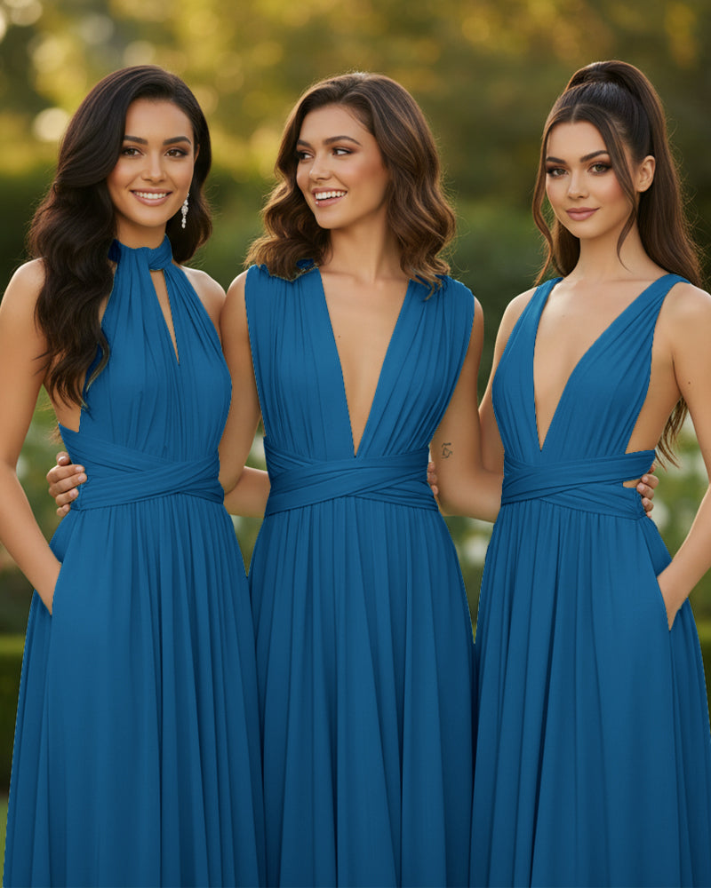 Convertible Multi-Way Infinity Dress for Special Celebrationspeacock blue 