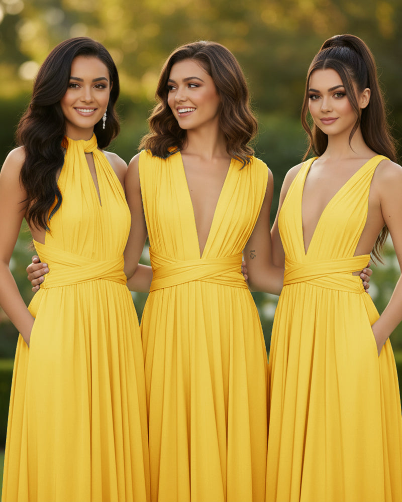 Convertible Multi-Way Infinity Dress for Special Celebrationsyellow 
