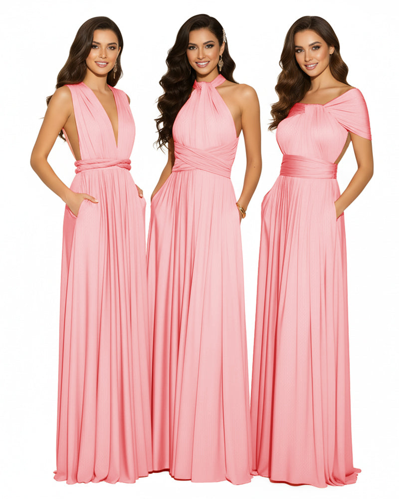 Bridesmaid Infinity Multiway Convertible Dress With Pockets blushing pink 
