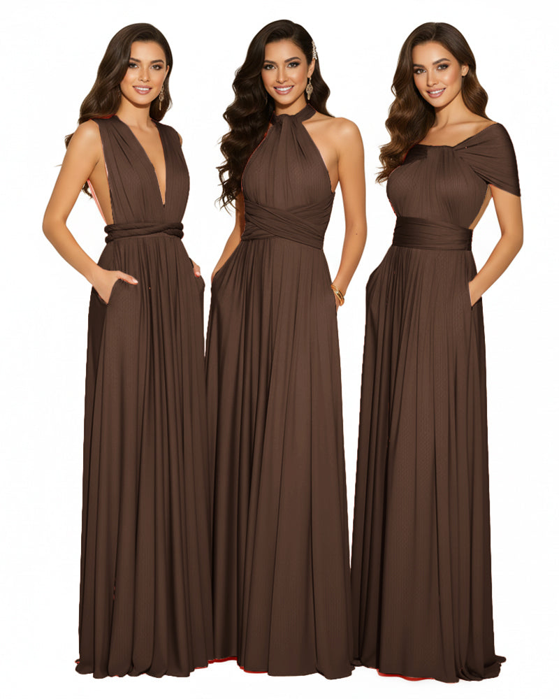 Bridesmaid Infinity Multiway Convertible Dress With Pockets brown 