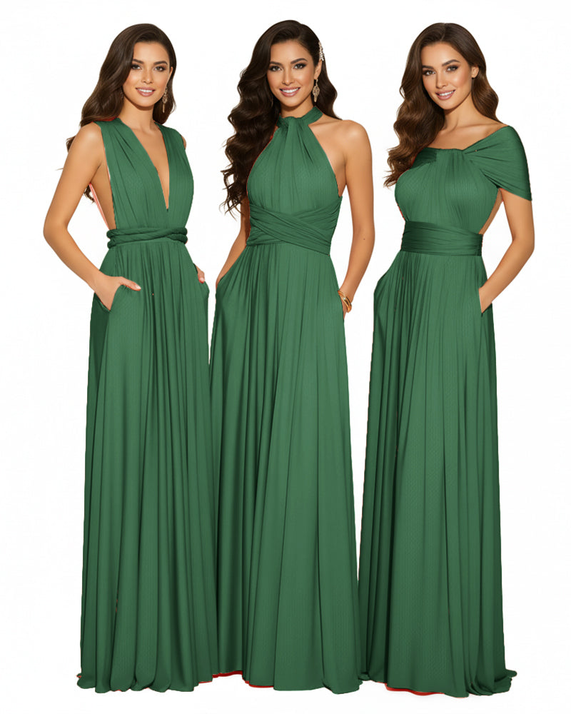 Bridesmaid Infinity Multiway Convertible Dress With Pockets dark green 