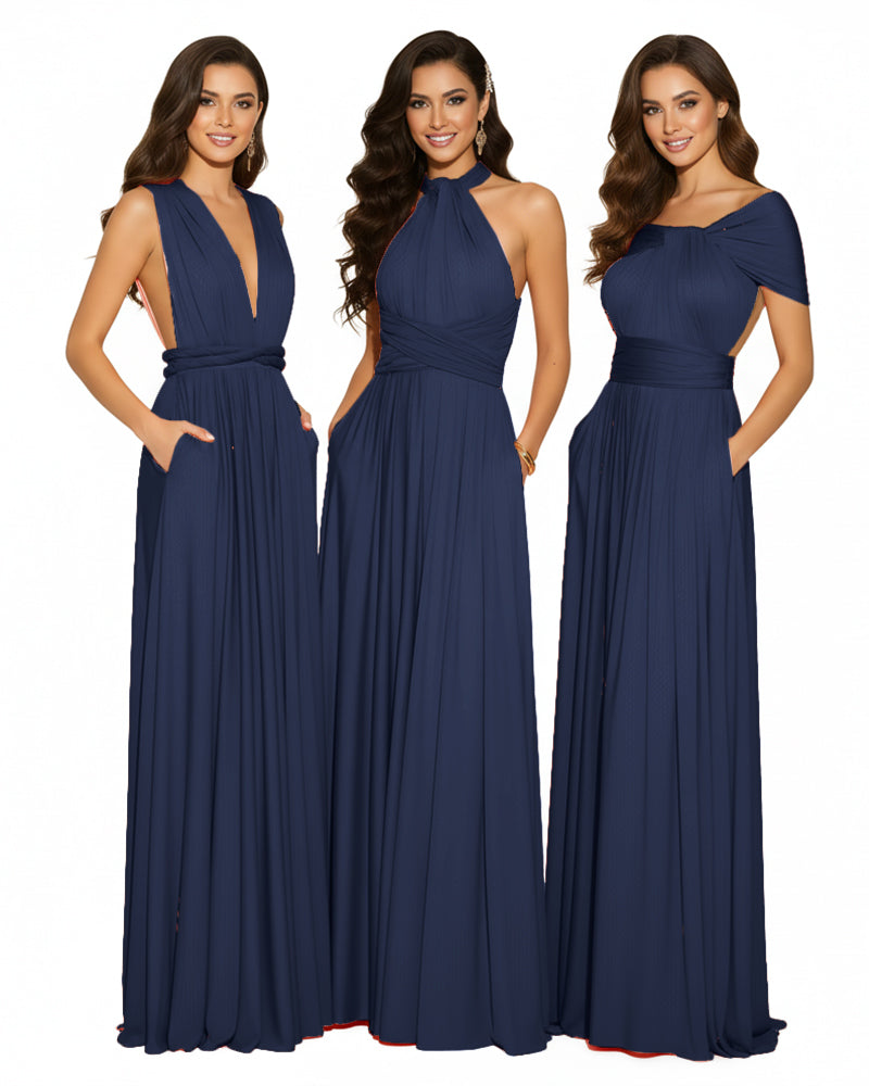Bridesmaid Infinity Multiway Convertible Dress With Pockets dark navy 