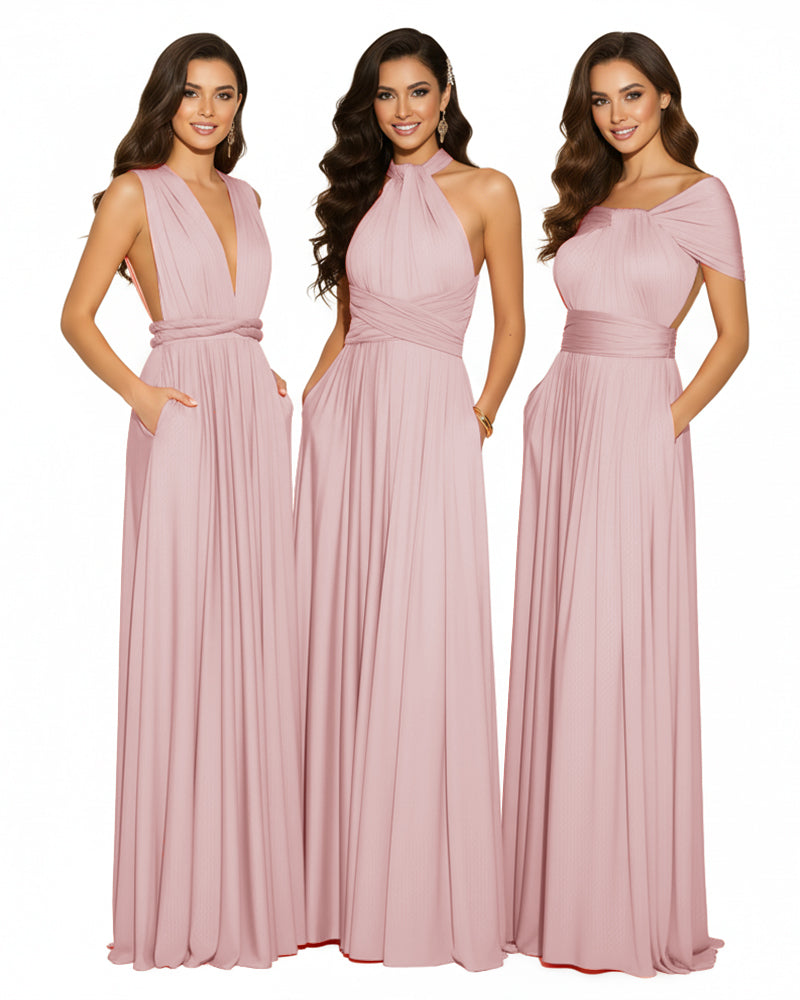 Bridesmaid Infinity Multiway Convertible Dress With Pockets dusty rose 