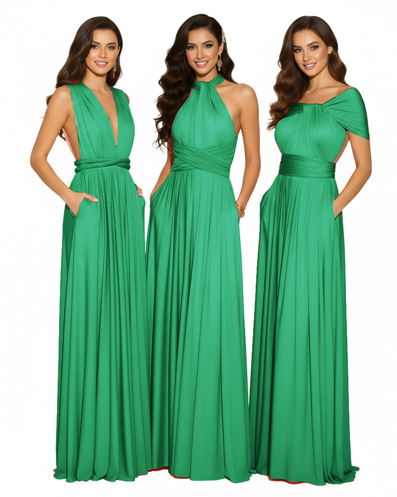 Bridesmaid Infinity Multiway Convertible Dress With Pockets emerald 