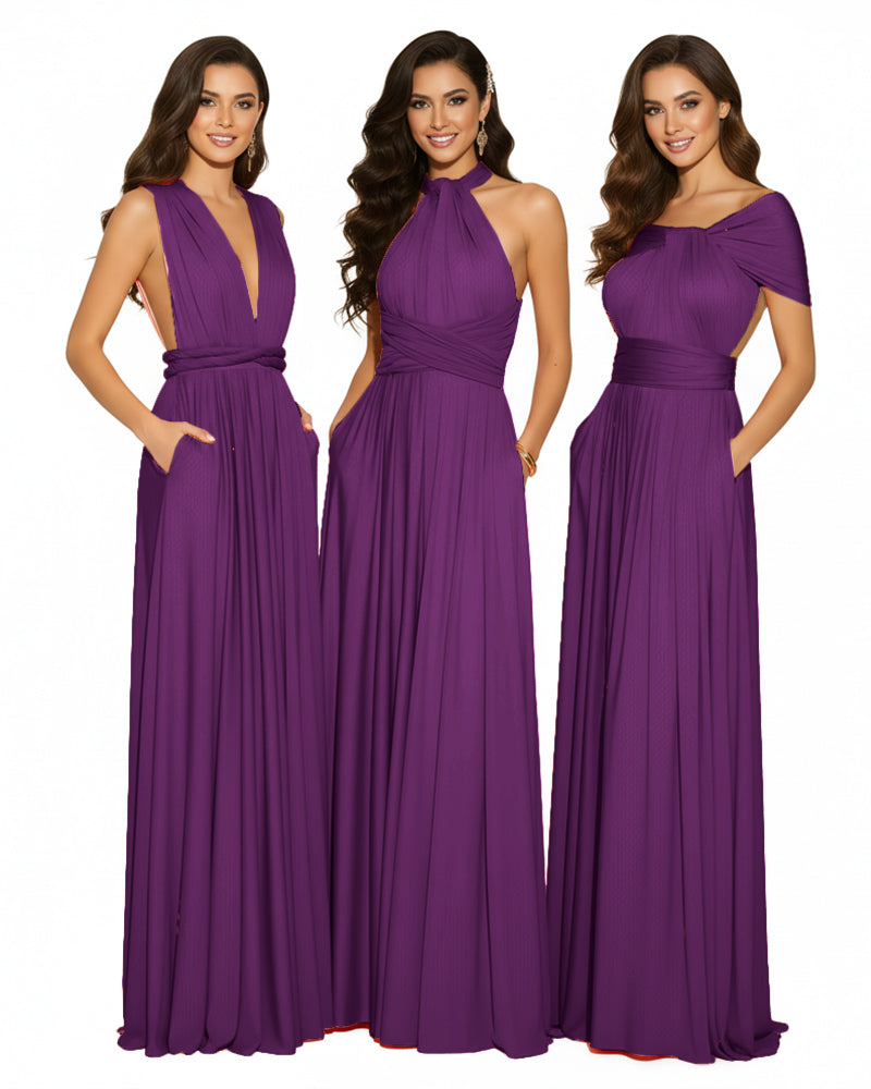 Bridesmaid Infinity Multiway Convertible Dress With Pockets grape 