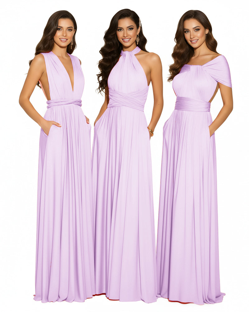 Bridesmaid Infinity Multiway Convertible Dress With Pockets lilac 