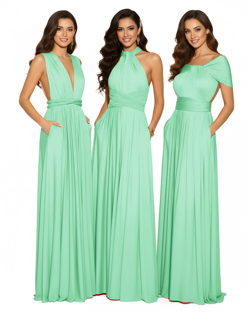 Bridesmaid Infinity Multiway Convertible Dress With Pockets mint green 