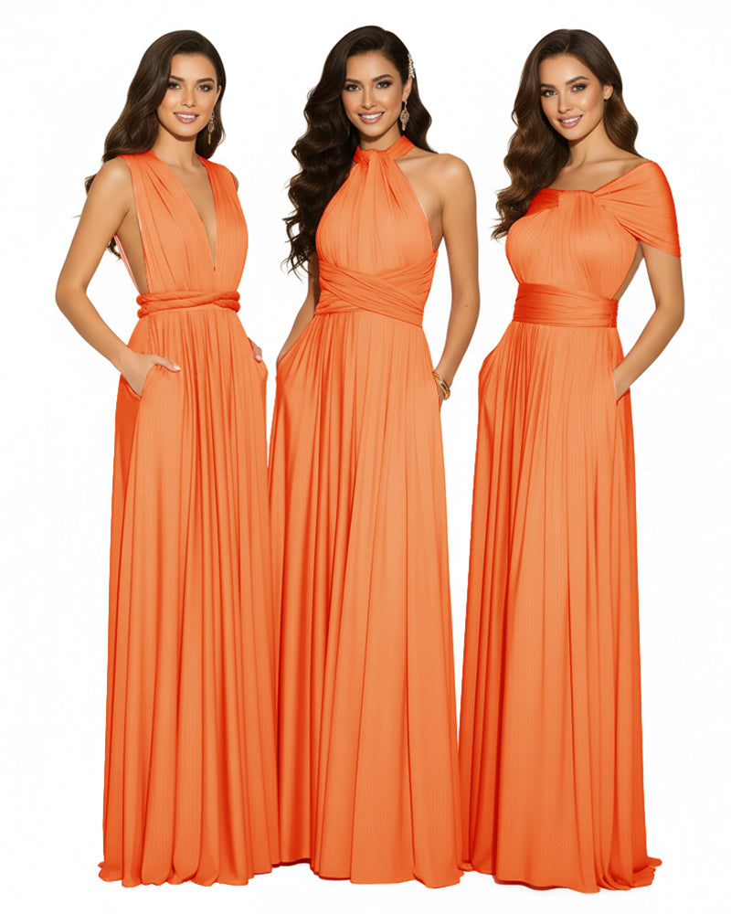 Bridesmaid Infinity Multiway Convertible Dress With Pockets orange 