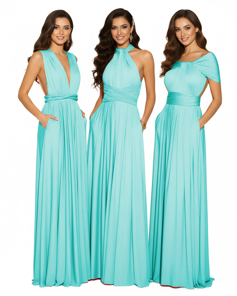 Bridesmaid Infinity Multiway Convertible Dress With Pockets turquoise 