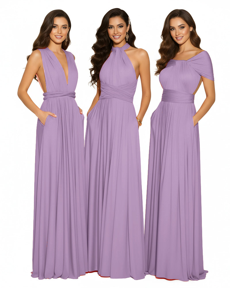 Bridesmaid Infinity Multiway Convertible Dress With Pockets wisteria mauve 