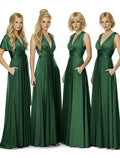 Multiway Wrap Maxi Infinity Dress With Pockets Regular Plus size Wedding Bridal Party Bridemaids Gowndark green 