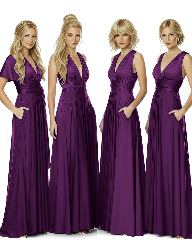 Multiway Wrap Maxi Infinity Dress With Pockets Regular Plus size Wedding Bridal Party Bridemaids Gowngrape 
