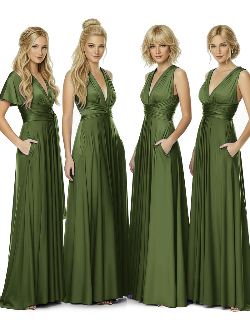 Multiway Wrap Maxi Infinity Dress With Pockets Regular Plus size Wedding Bridal Party Bridemaids Gownolive 