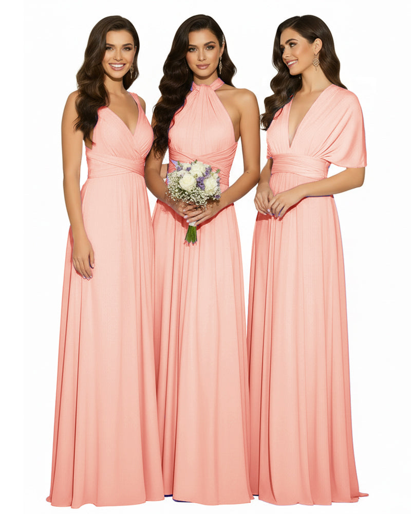 Multi-Way Wrap Convertible Maxi Infinity Dress with POckets Regular Plus size Wedding Bridal Party Bridemaids Gowncoral 