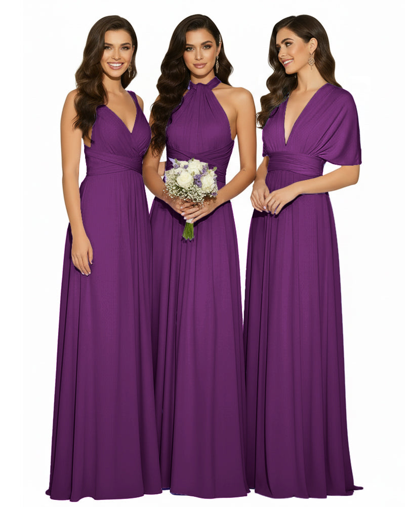 Multi-Way Wrap Convertible Maxi Infinity Dress with POckets Regular Plus size Wedding Bridal Party Bridemaids Gowngrape 