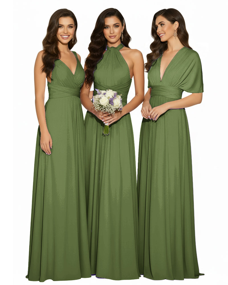 Multi-Way Wrap Convertible Maxi Infinity Dress with POckets Regular Plus size Wedding Bridal Party Bridemaids Gownolive 