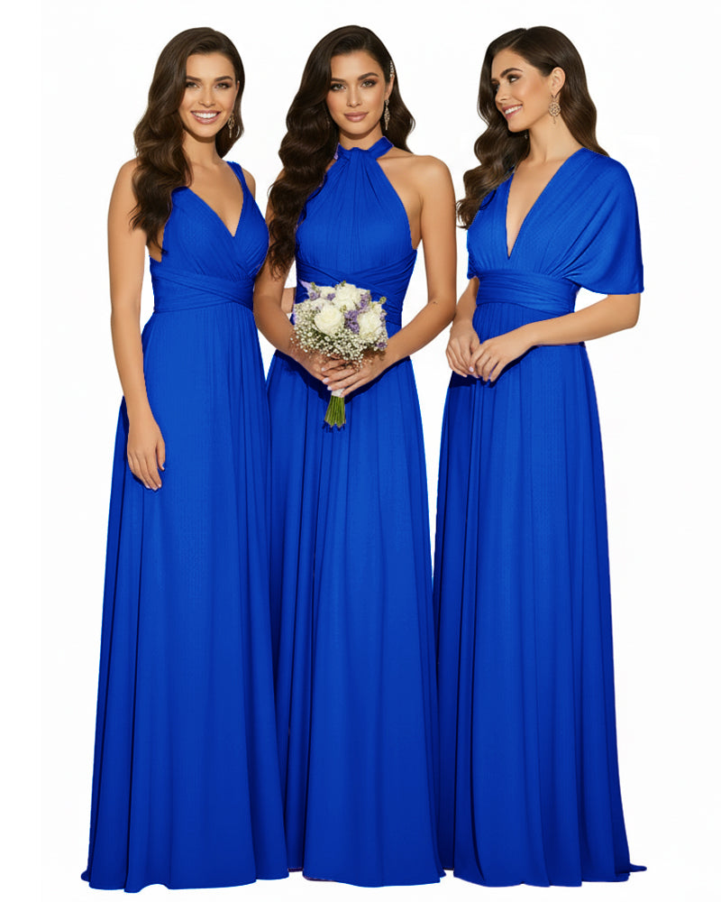 Multi-Way Wrap Convertible Maxi Infinity Dress with POckets Regular Plus size Wedding Bridal Party Bridemaids Gownroyal blue 