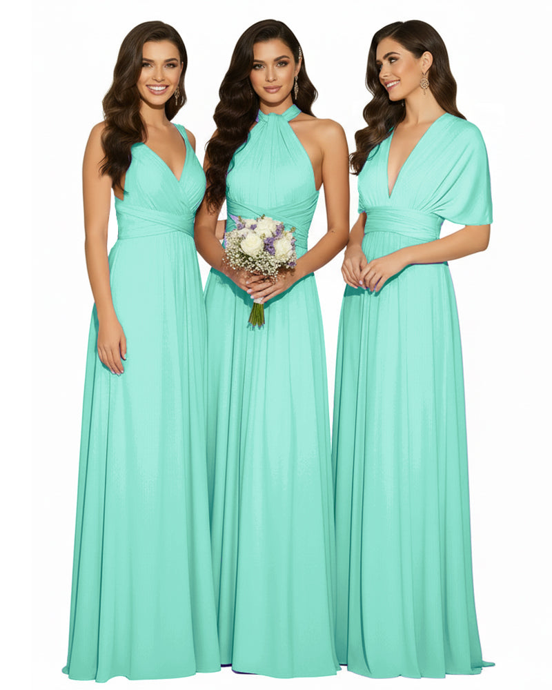 Multi-Way Wrap Convertible Maxi Infinity Dress with POckets Regular Plus size Wedding Bridal Party Bridemaids Gownsage 