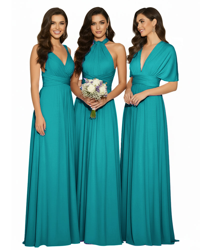 Multi-Way Wrap Convertible Maxi Infinity Dress with POckets Regular Plus size Wedding Bridal Party Bridemaids Gownteal green 