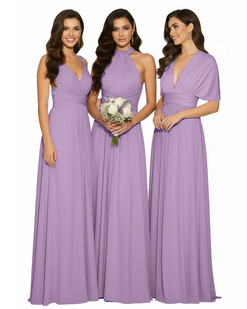 Multi-Way Wrap Convertible Maxi Infinity Dress with POckets Regular Plus size Wedding Bridal Party Bridemaids Gownwisteria mauve 