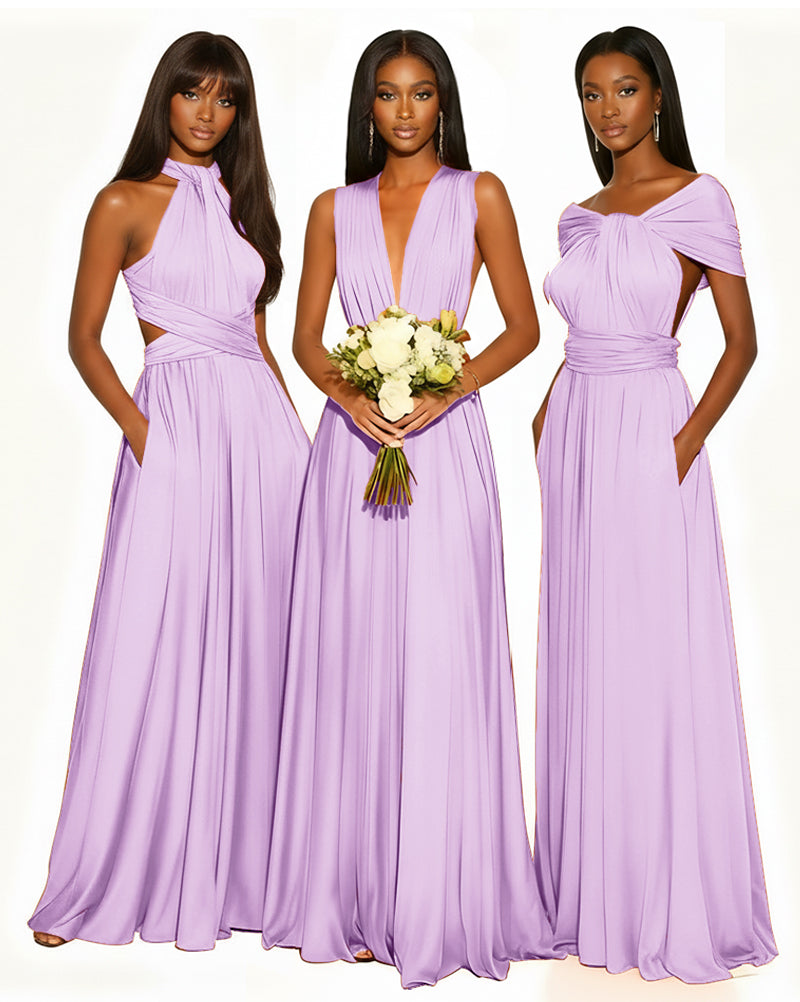 Multiway Infinity Convertible Dress With Pockets for Bridesmaid lilac 