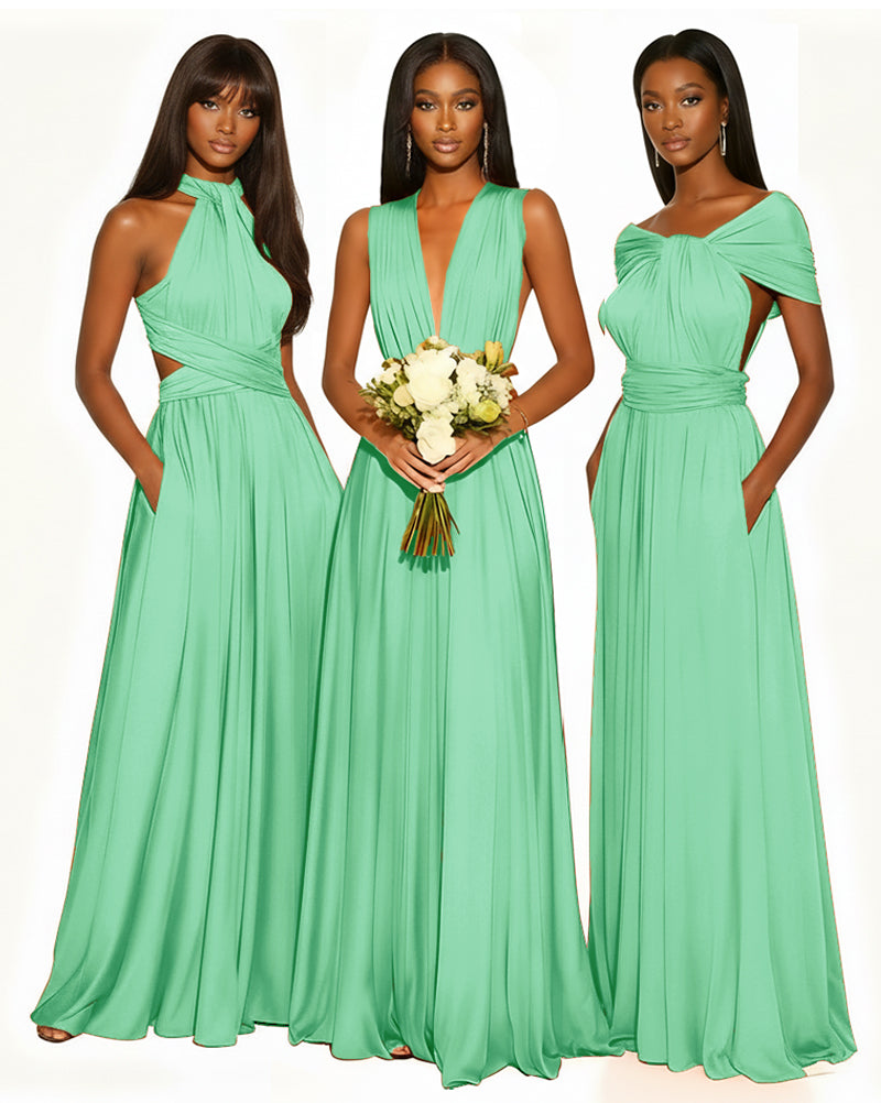 Multiway Infinity Convertible Dress With Pockets for Bridesmaid mint green 