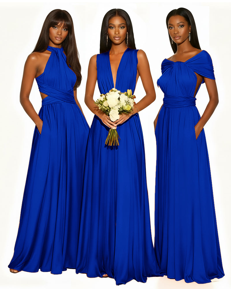 Multiway Infinity Convertible Dress With Pockets for Bridesmaid royal blue 
