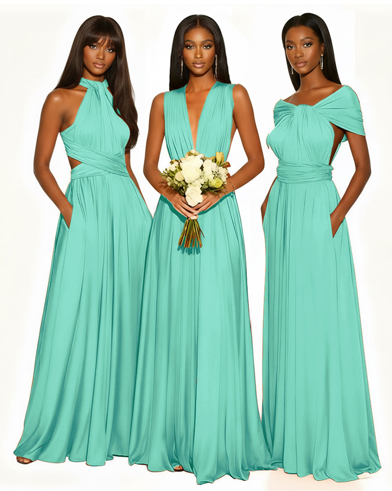 Multiway Infinity Convertible Dress With Pockets for Bridesmaid sage 