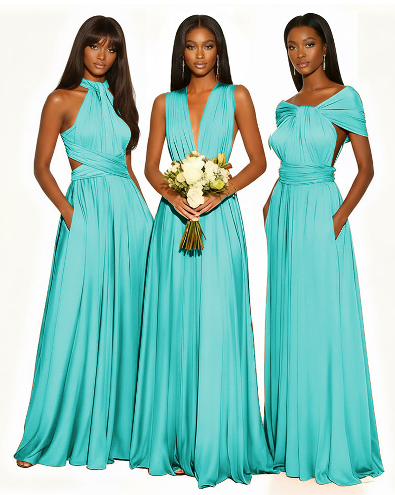Multiway Infinity Convertible Dress With Pockets for Bridesmaid turquoise 