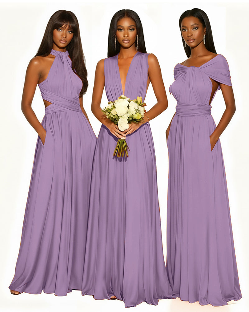 Multiway Infinity Convertible Dress With Pockets for Bridesmaid wisteria mauve 