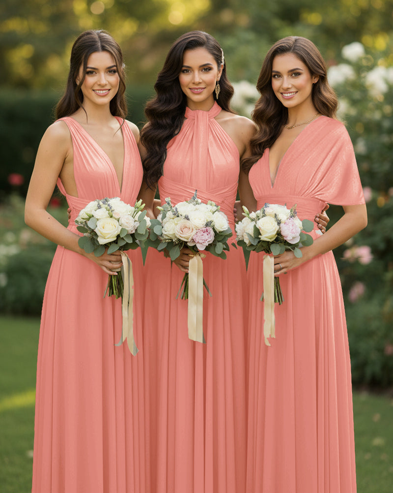 Multi-Way Wrap Inifinity Convertible Maxi Dress Regular Plus size Wedding Bridal Party Bridemaids Gowncoral 