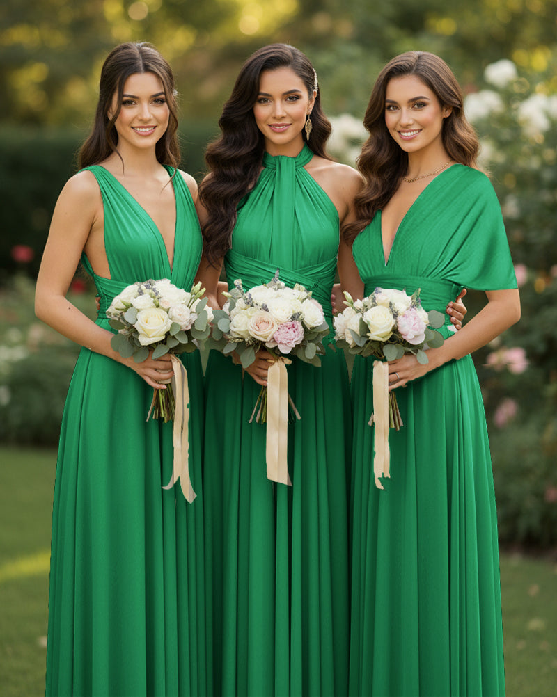 Multi-Way Wrap Inifinity Convertible Maxi Dress Regular Plus size Wedding Bridal Party Bridemaids Gownemerald 