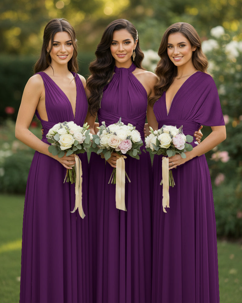 Multi-Way Wrap Inifinity Convertible Maxi Dress Regular Plus size Wedding Bridal Party Bridemaids Gowngrape 
