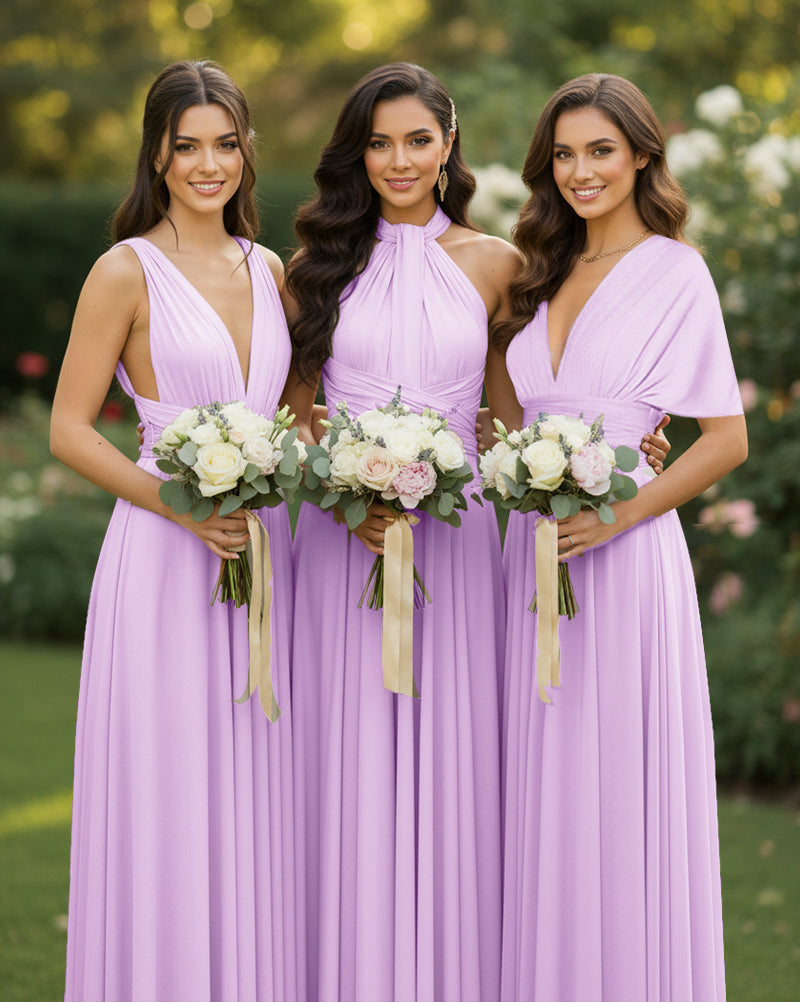 Multi-Way Wrap Inifinity Convertible Maxi Dress Regular Plus size Wedding Bridal Party Bridemaids Gownlilac 