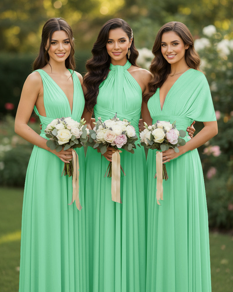 Multi-Way Wrap Inifinity Convertible Maxi Dress Regular Plus size Wedding Bridal Party Bridemaids Gownmint green 