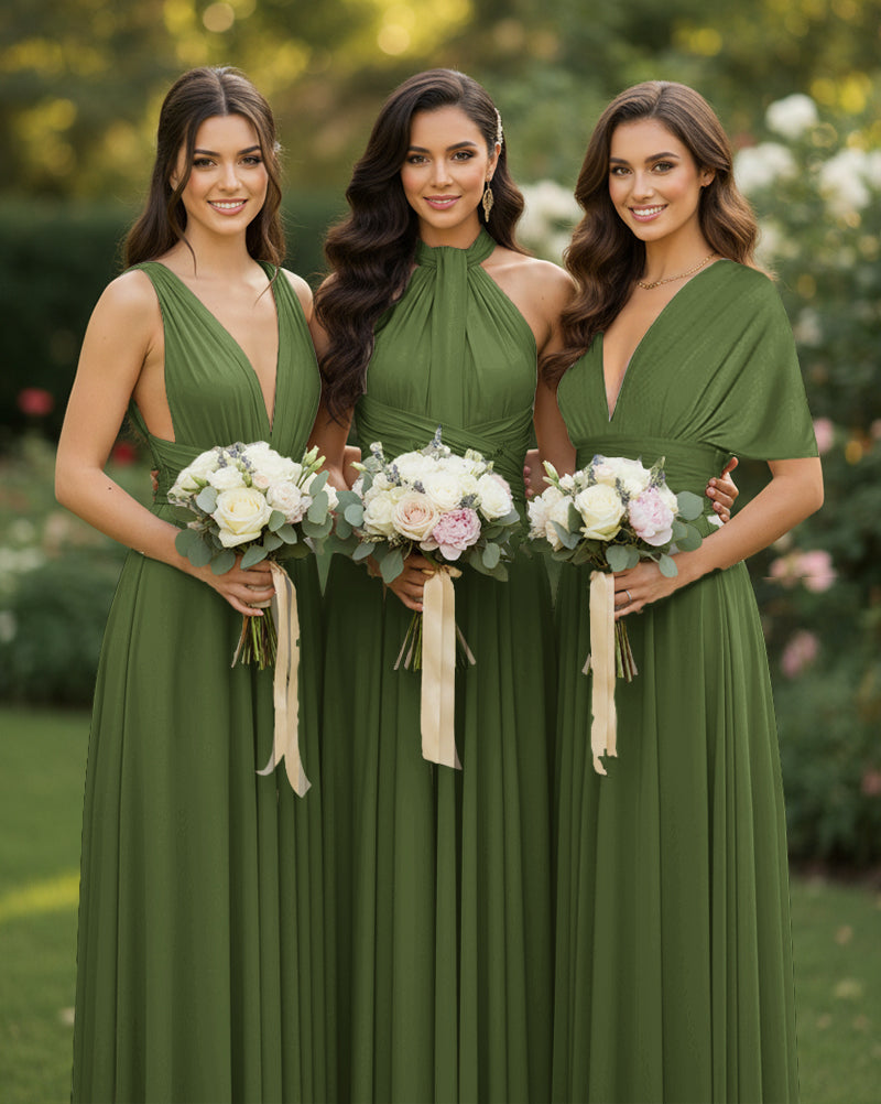 Multi-Way Wrap Inifinity Convertible Maxi Dress Regular Plus size Wedding Bridal Party Bridemaids Gownolive 